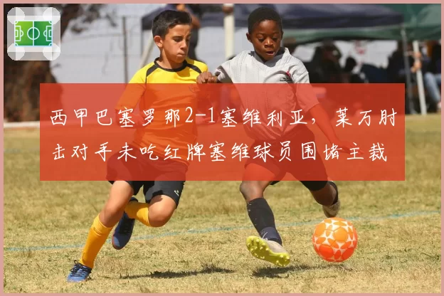 西甲巴塞罗那2-1塞维利亚，莱万肘击对手未吃红牌塞维球员围堵主裁判